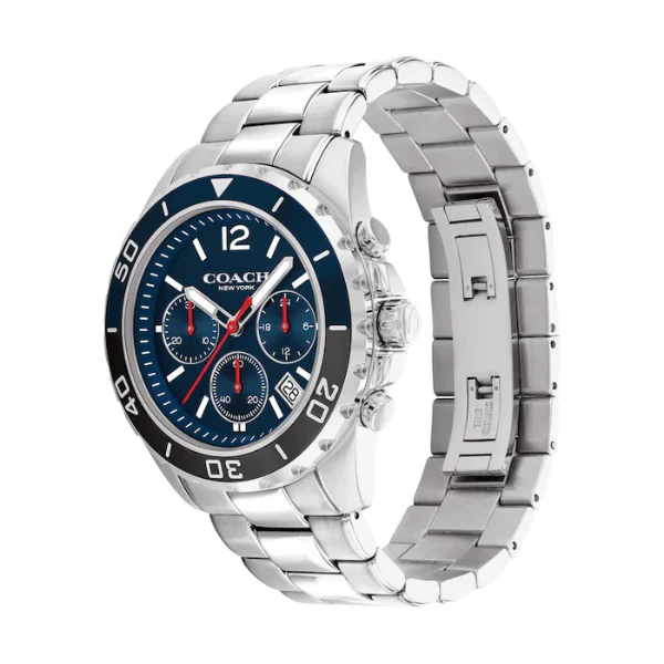 Coach Kent Silver Stainless Steel Blue Dial Chronograph Quartz Watch for Gents - 14602555 - Image 2