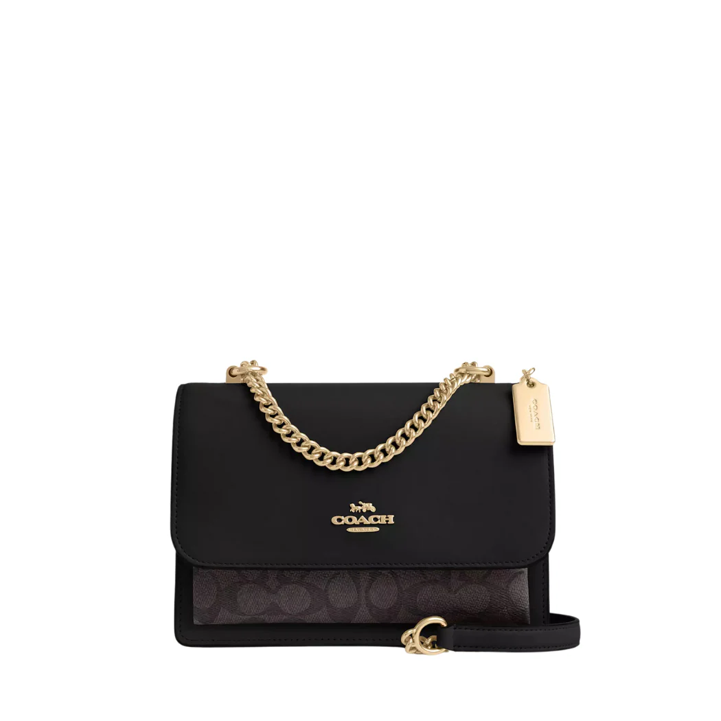Coach Klare Crossbody Black/Dark Brown Signature Canvas & Leather Trim (Style CV978)