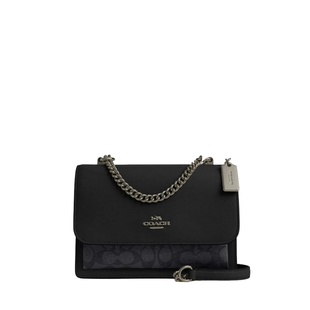 Coach Klare Crossbody Black/Light Black Signature Canvas & Leather Trim (Style CV978)