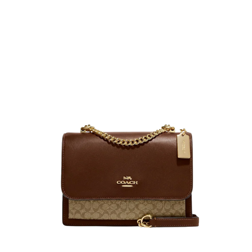 Coach Klare Crossbody Gold/Khaki Brown Signature Canvas & Leather Trim - CA943