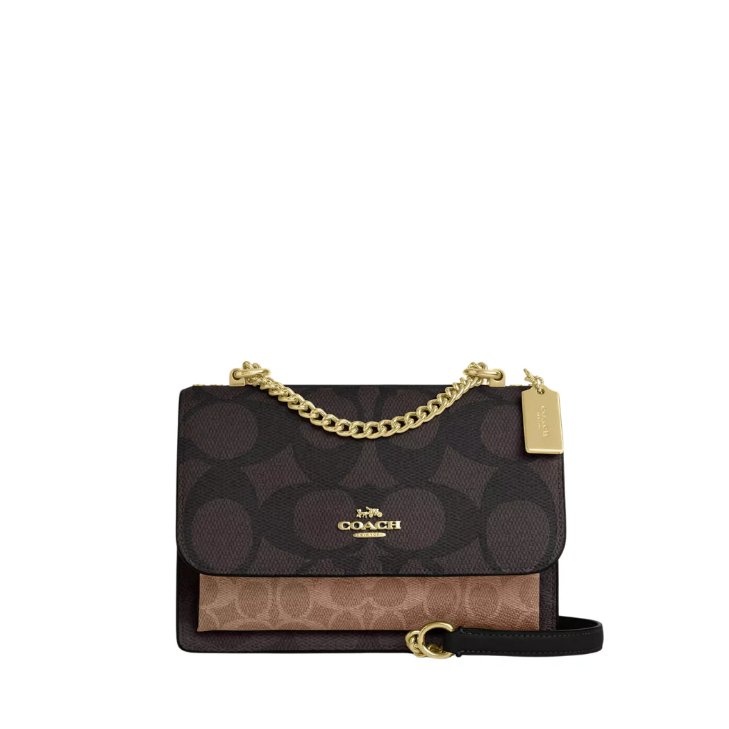 Coach Klare Crossbody Khaki/Black Signature Canvas & Leather Trim (Style CY678)