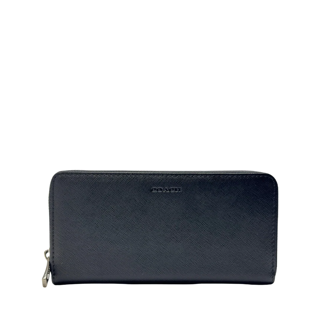 Coach Large Zip Around Wallet in Crossgrain Leather Black - F74769