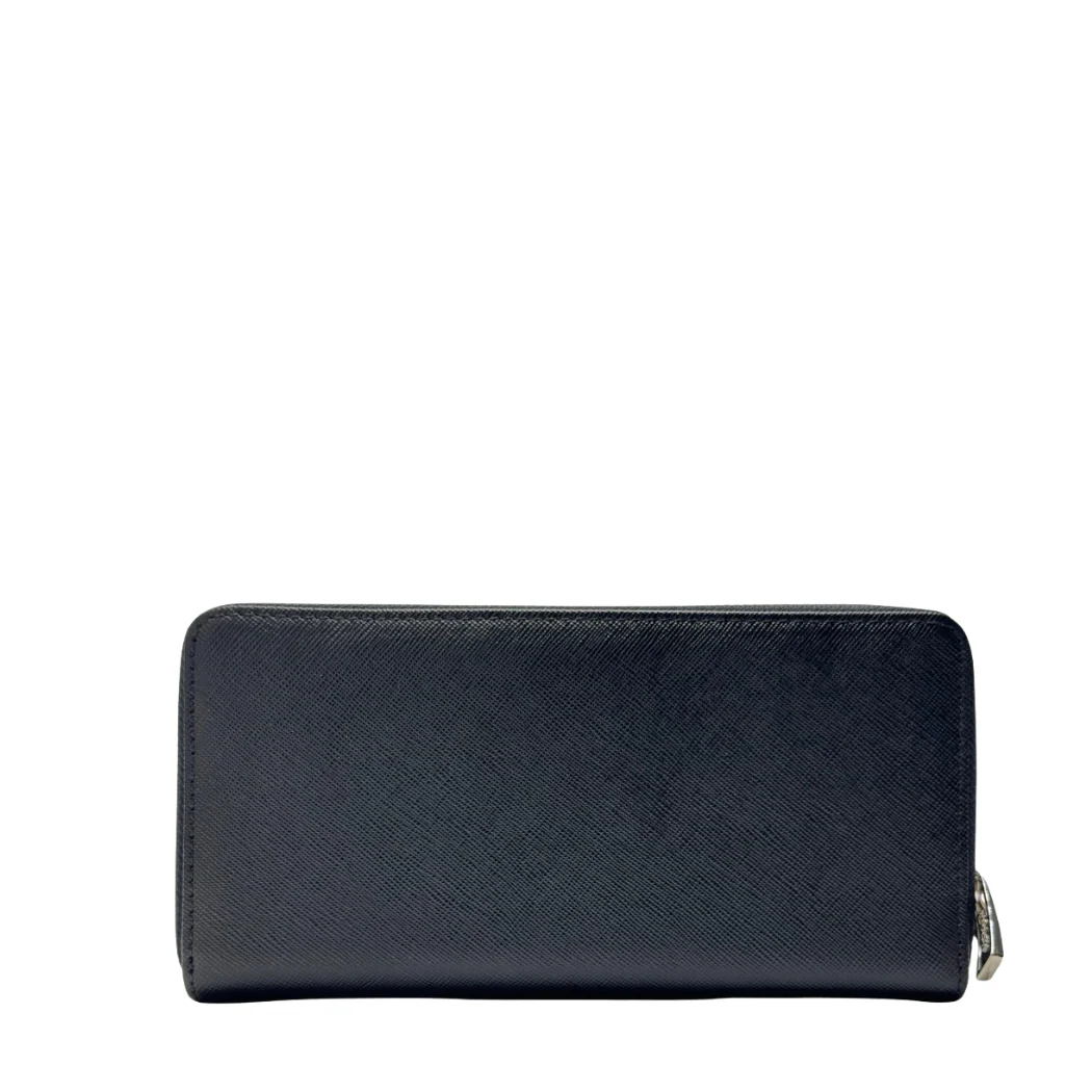 Coach Large Zip Around Wallet in Crossgrain Leather Black - F74769 - Image 2