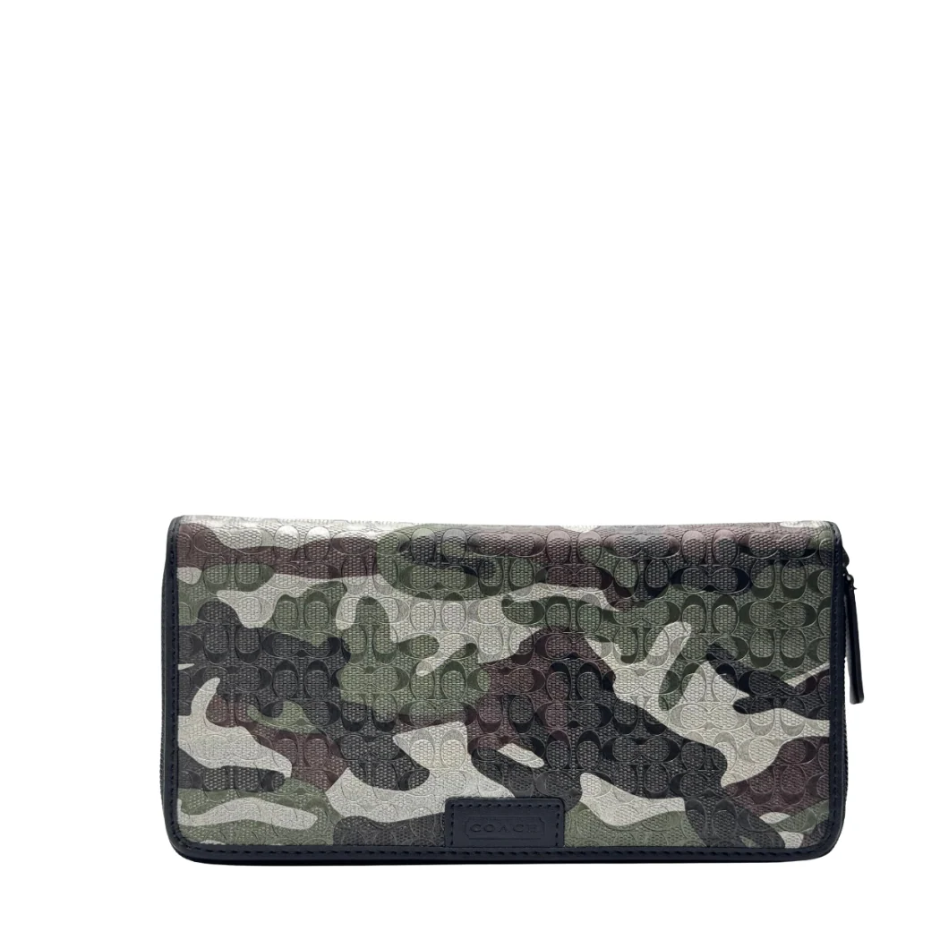 Coach Large Zip Around Wallet in Crossgrain Leather Chalk Silver - F74546