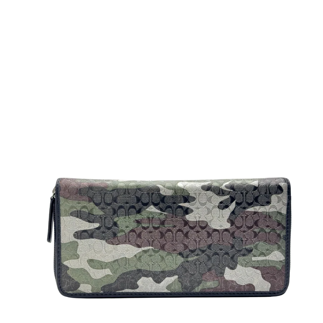 Coach Large Zip Around Wallet in Crossgrain Leather Chalk Silver - F74546 - Image 2