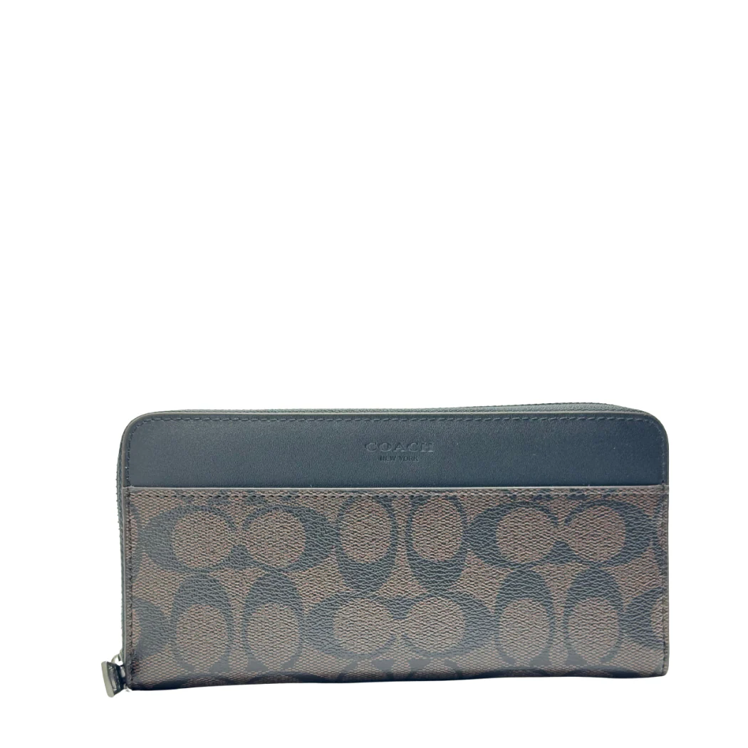 Coach Large Zip Around Wallet in Crossgrain Leather Dark Brown - F58112