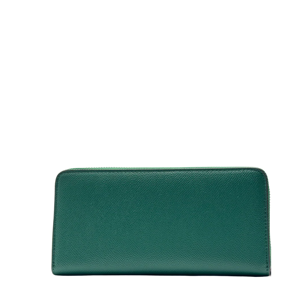 Coach Large Zip Around Wallet in Crossgrain Leather Green - C3441 - Image 2