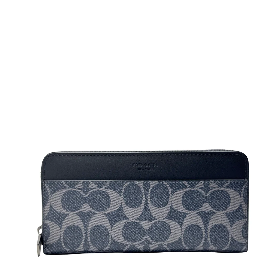 Coach Large Zip Around Wallet in Crossgrain Leather Grey - F58112