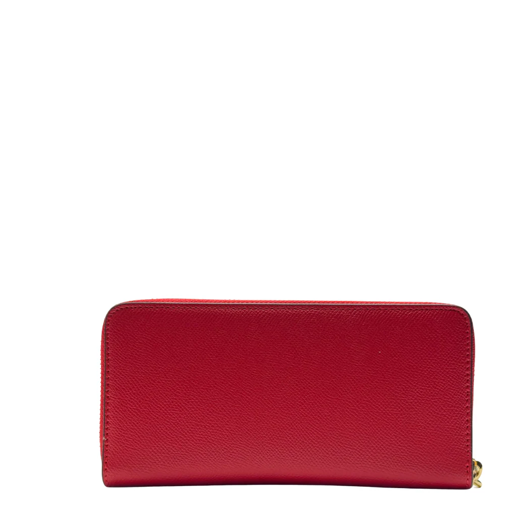 Coach Large Zip Around Wallet in Crossgrain Leather Red - C3441 - Image 2