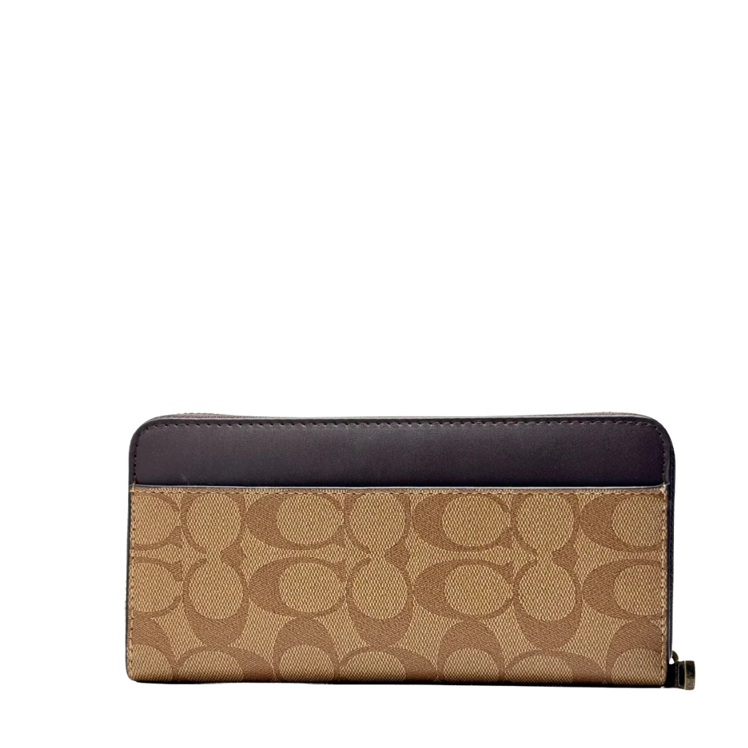 Coach Large Zip Around Wallet in Crossgrain Leather Tan Brown - F74597 - Image 2
