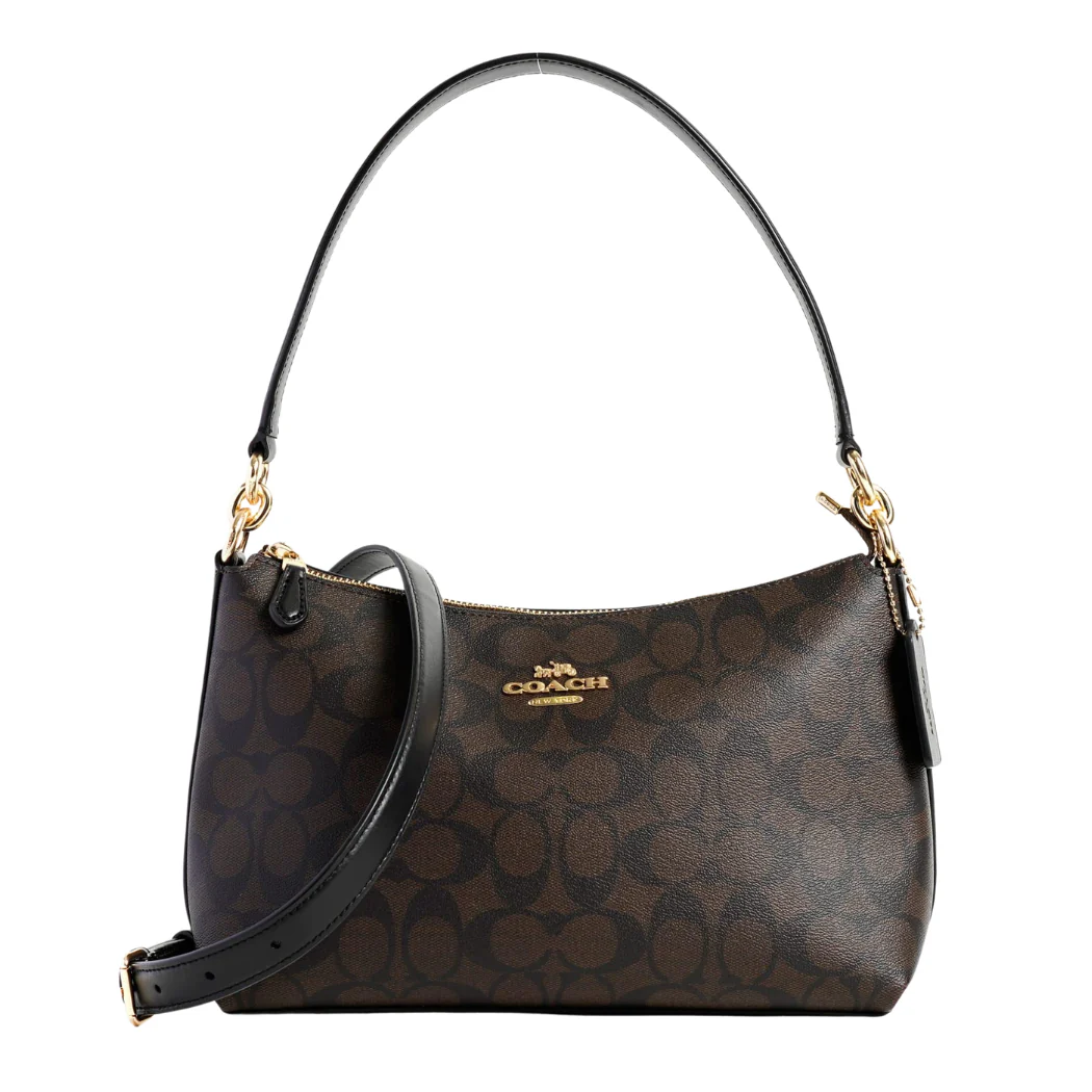 Coach Lewis Shoulder Bag Signature Black Leather - 85696