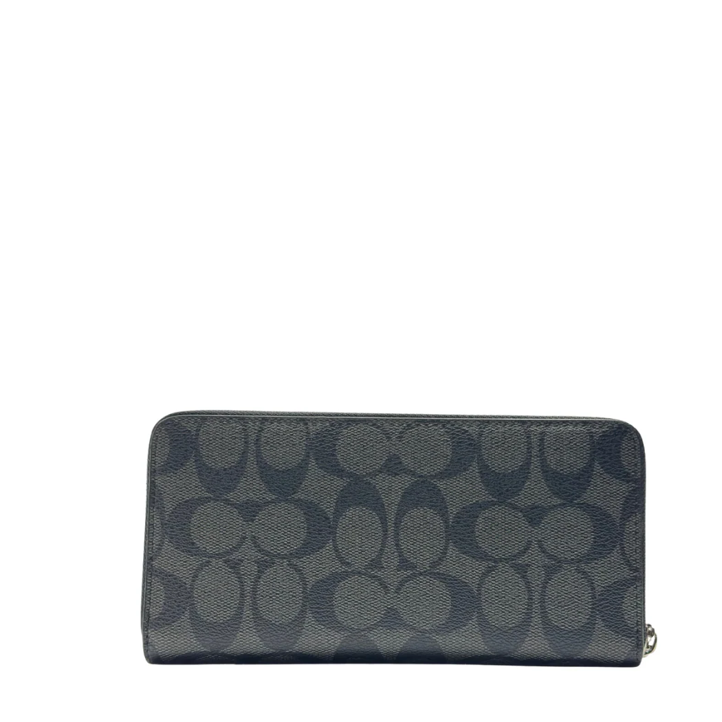 Coach Long Zip Around Wallet in Signature Canvas Black - C4452 - Image 2