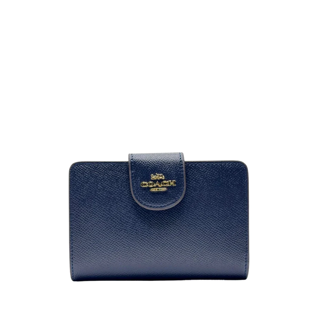 Coach Medium Corner Zip Wallet in Crossgrain Leather Blue - C6390