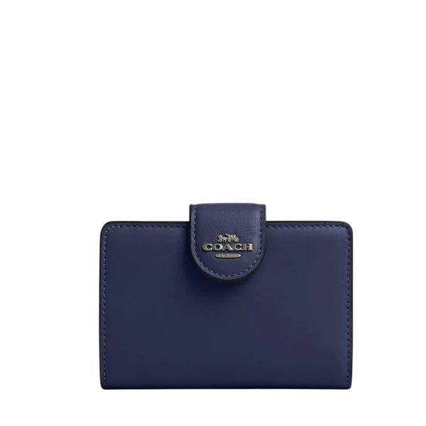 Coach Medium Corner Zip Wallet in Crossgrain Leather Blue - CR791