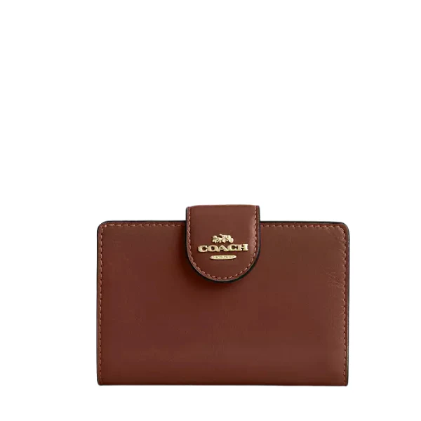 Coach Medium Corner Zip Wallet in Crossgrain Leather Brown - CR791