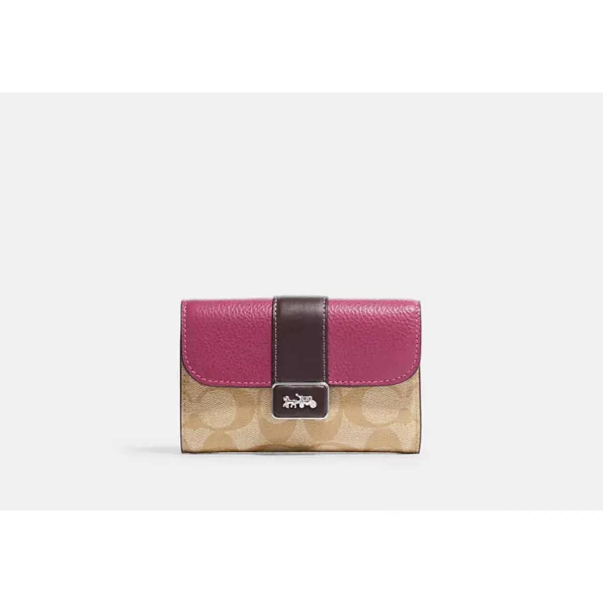 Coach Medium Grace Trifold Wallet In Khaki/PInk - CHCC060