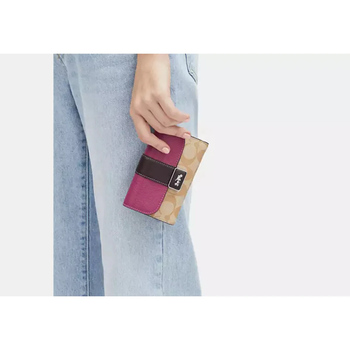 Coach Medium Grace Trifold Wallet In Khaki/PInk - CHCC060 - Image 2