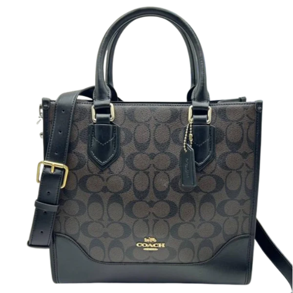 Coach Medium Tote Bag Coffee/Black Leather - C1099