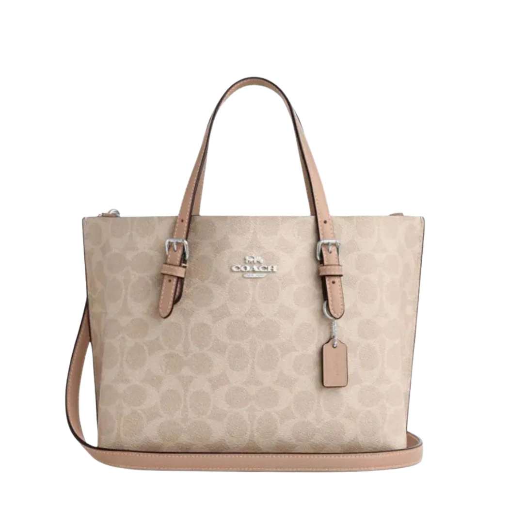 Coach Mollie Tote Bag 25 In Signature Canvas Apricot - CV965