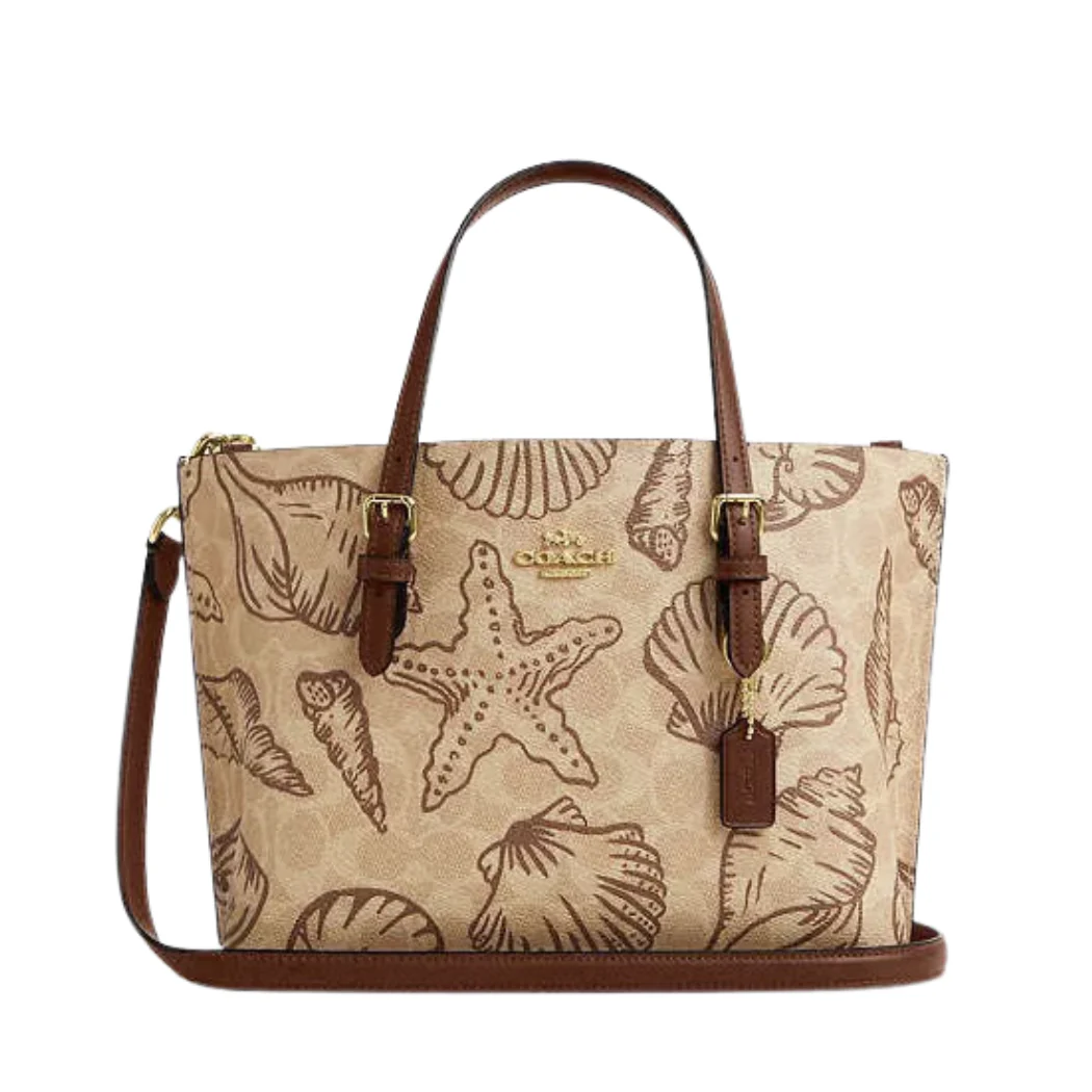 Coach Mollie Tote Bag Shell Print Signature Canvas & Leather Trim - CBH63