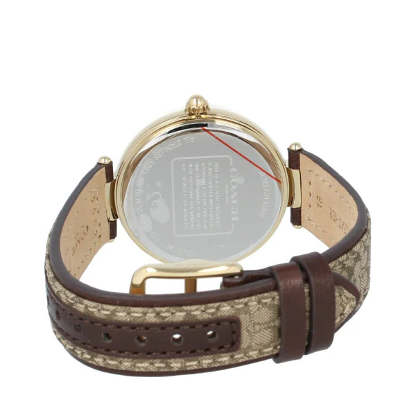 Coach Park Brown Leather Strap Gold Dial Quartz Watch for Ladies - 14503456 - Image 2
