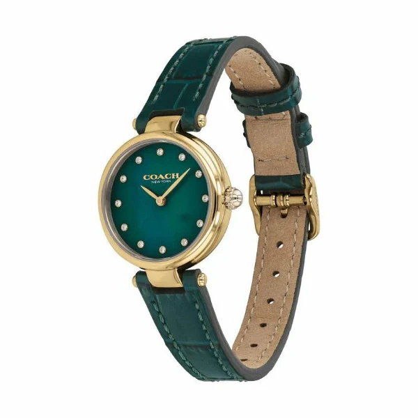 Coach Park Green Leather Strap Green Dial Quartz Watch for Ladies - 14503534 - Image 2