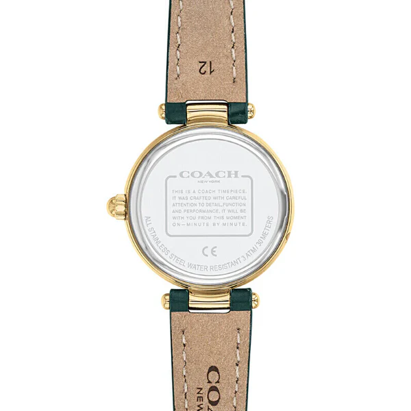 Coach Park Green Leather Strap Green Dial Quartz Watch for Ladies - 14503534 - Image 3