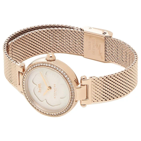 Coach Park Rose Gold Mesh Bracelet Mother Of Pearl Dial Quartz Watch for Ladies - 14503511 - Image 2