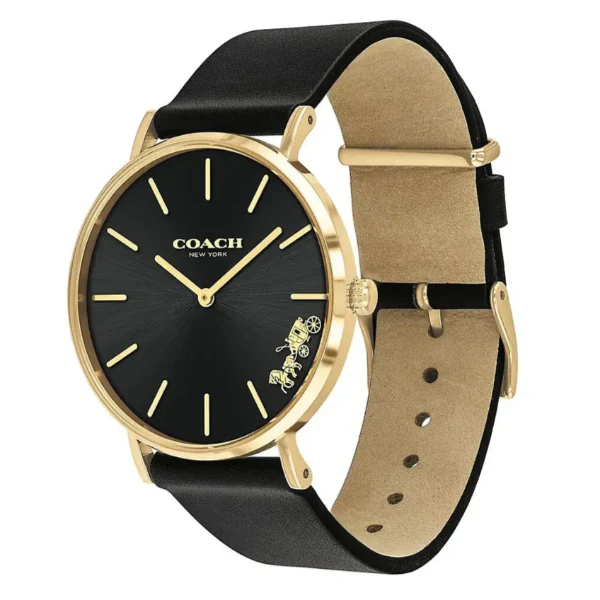 Coach Perry Black Leather Strap Black Dial Quartz Watch for Ladies - 14503333 - Image 2