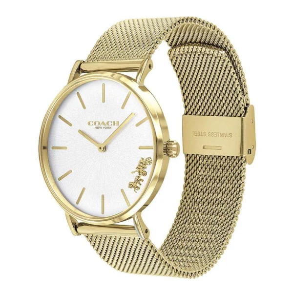 Coach Perry Gold Mesh Bracelet Silver Dial Quartz Watch for Ladies - 14503125 - Image 2