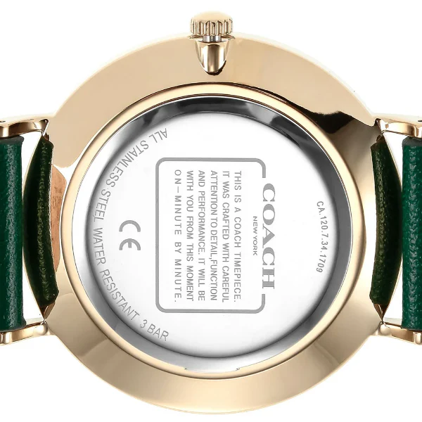 Coach Perry Green Leather Strap Green Dial Quartz Watch for Ladies - 14503383 - Image 3