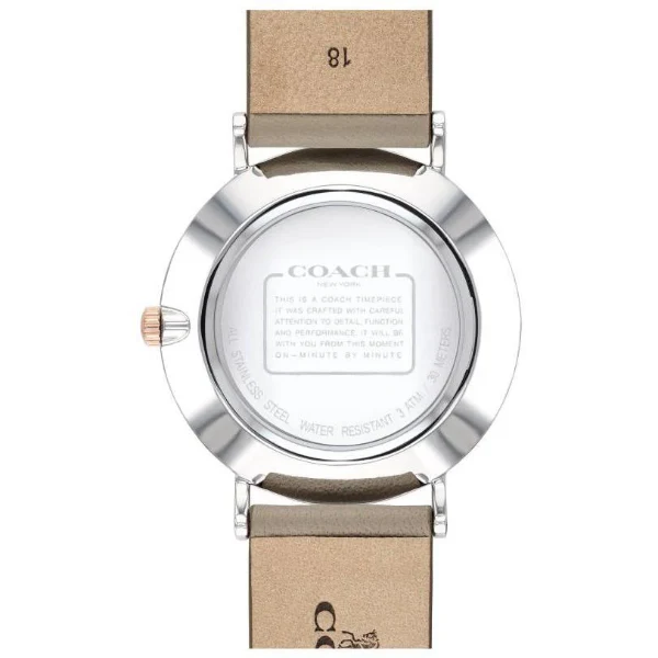 Coach Perry Grey Leather Strap Silver Dial Quartz Watch for Ladies - 14503119 - Image 3