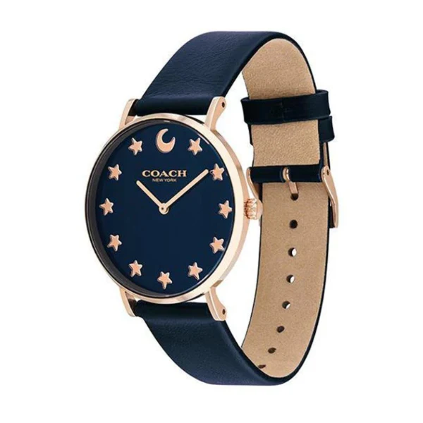 Coach Perry Navy Blue Leather Strap Navy Blue Dial Quartz Watch for Ladies - 14503043 - Image 2