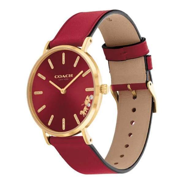 Coach Perry Red Leather Strap Red Dial Quartz Watch for Ladies - 14503852 - Image 2