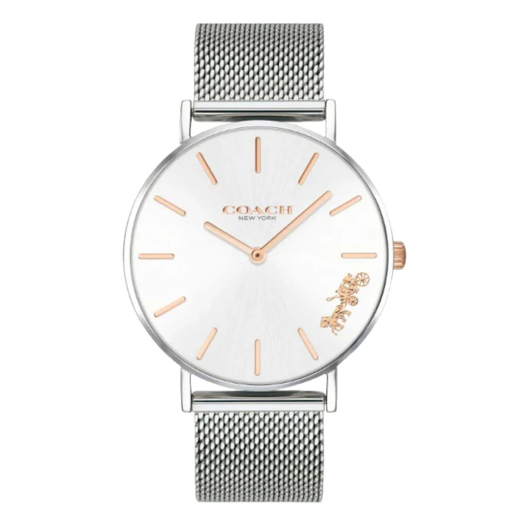 Coach Perry Silver Mesh Bracelet Silver Dial Quartz Watch for Ladies - 14503124