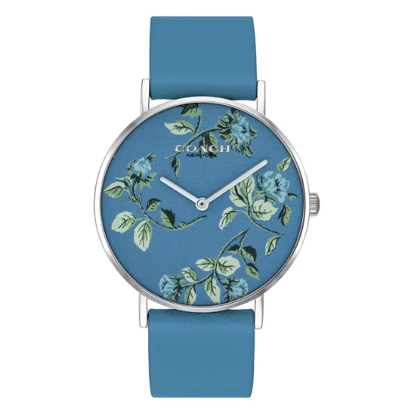 Coach Perry Sky Blue Leather Strap Sky Blue Dial Quartz Watch for Ladies - 14503294