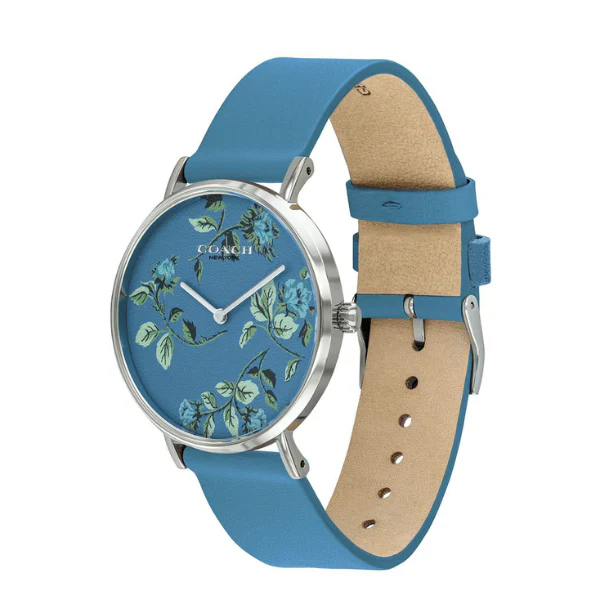 Coach Perry Sky Blue Leather Strap Sky Blue Dial Quartz Watch for Ladies - 14503294 - Image 2