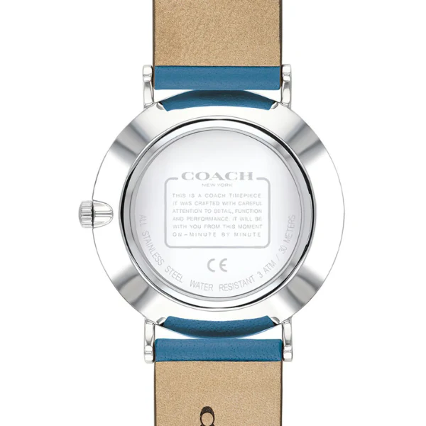 Coach Perry Sky Blue Leather Strap Sky Blue Dial Quartz Watch for Ladies - 14503294 - Image 3