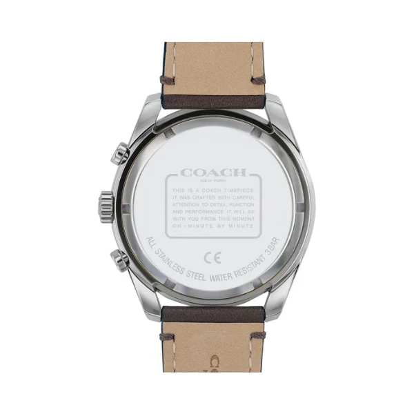 Coach Preston Brown Leather Strap Black Dial Chronograph Quartz Watch for Gents - 14602514 - Image 3