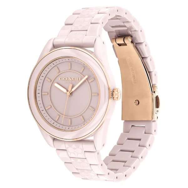 Coach Preston Pink Creamic Strap Pink Dial Quartz Watch for Ladies - 14503772 - Image 2