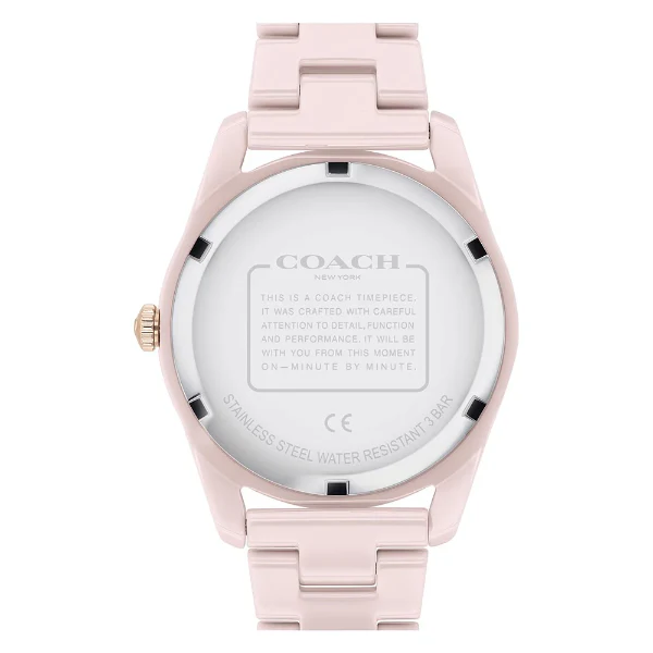 Coach Preston Pink Creamic Strap Pink Dial Quartz Watch for Ladies - 14503772 - Image 3