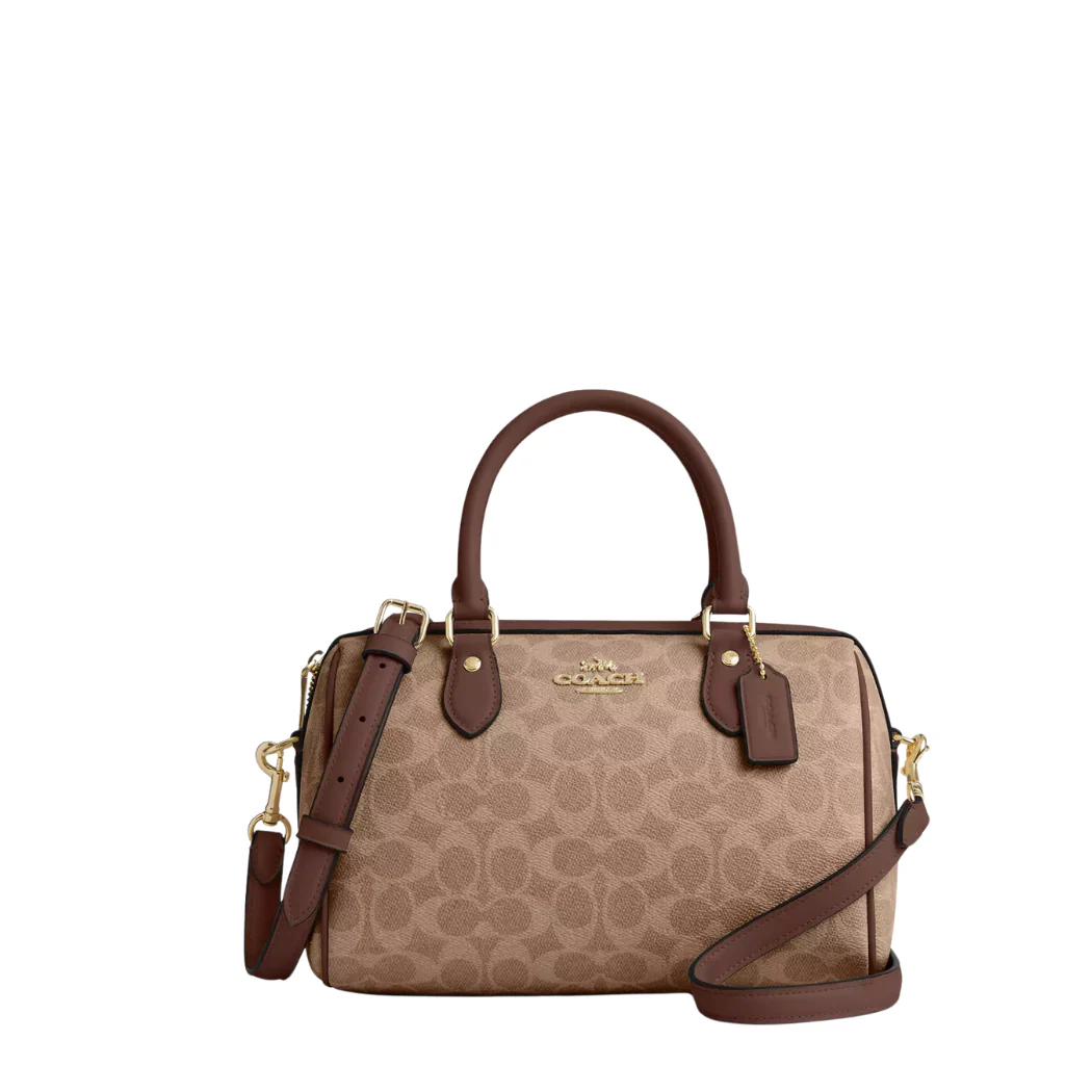 Coach Rowan Satchel Bag In Signature Canvas Light Brown - CV961