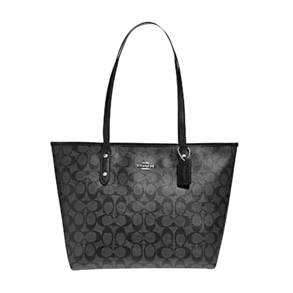 Coach Signature Canvas Black City Zip Tote - 58292