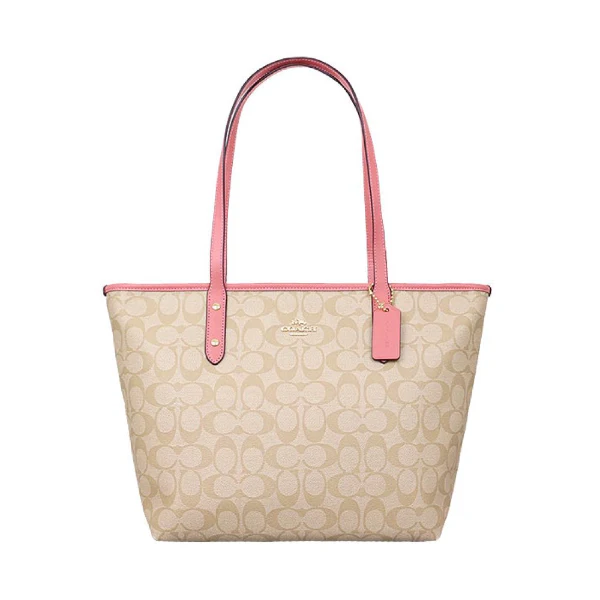 Coach Signature Canvas Pink/Cream City Zip Tote - 58292