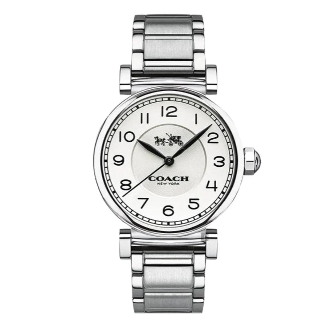 Coach Silver Stainless Steel White Dial Quartz Watch for Ladies - 14502394