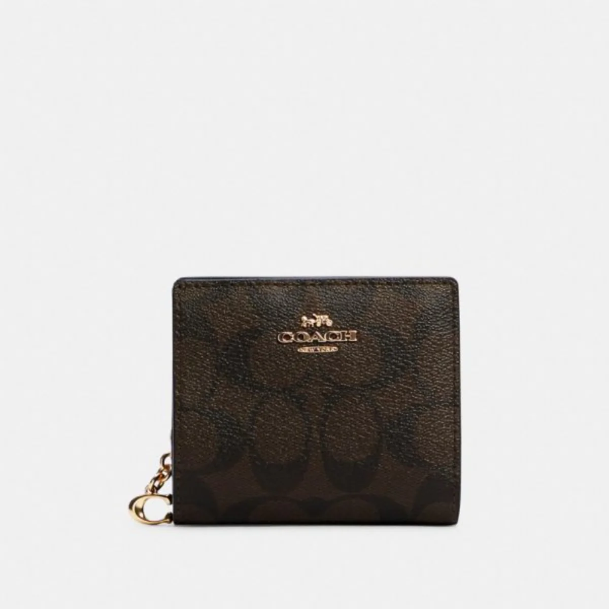Coach Snap Wallet In Signature Canvas Black - C3309