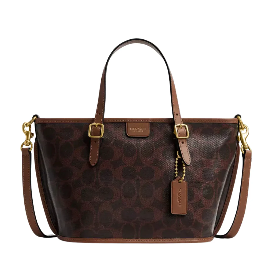 Coach Taxi Tote Bag 21 In Signature Canvas Coffee - CCD94