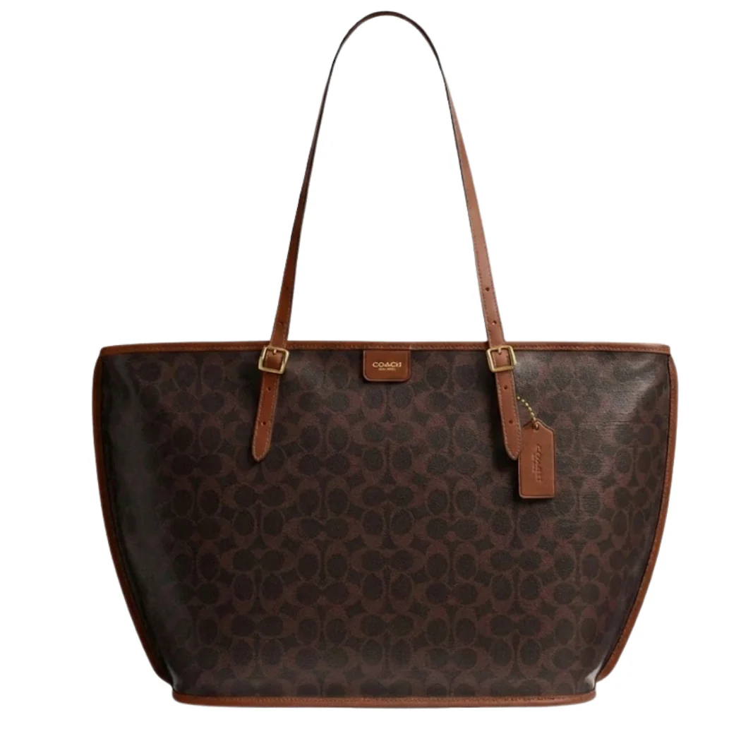 Coach Taxi Tote Brown Signature Canvas & Leather Trim - CCC40