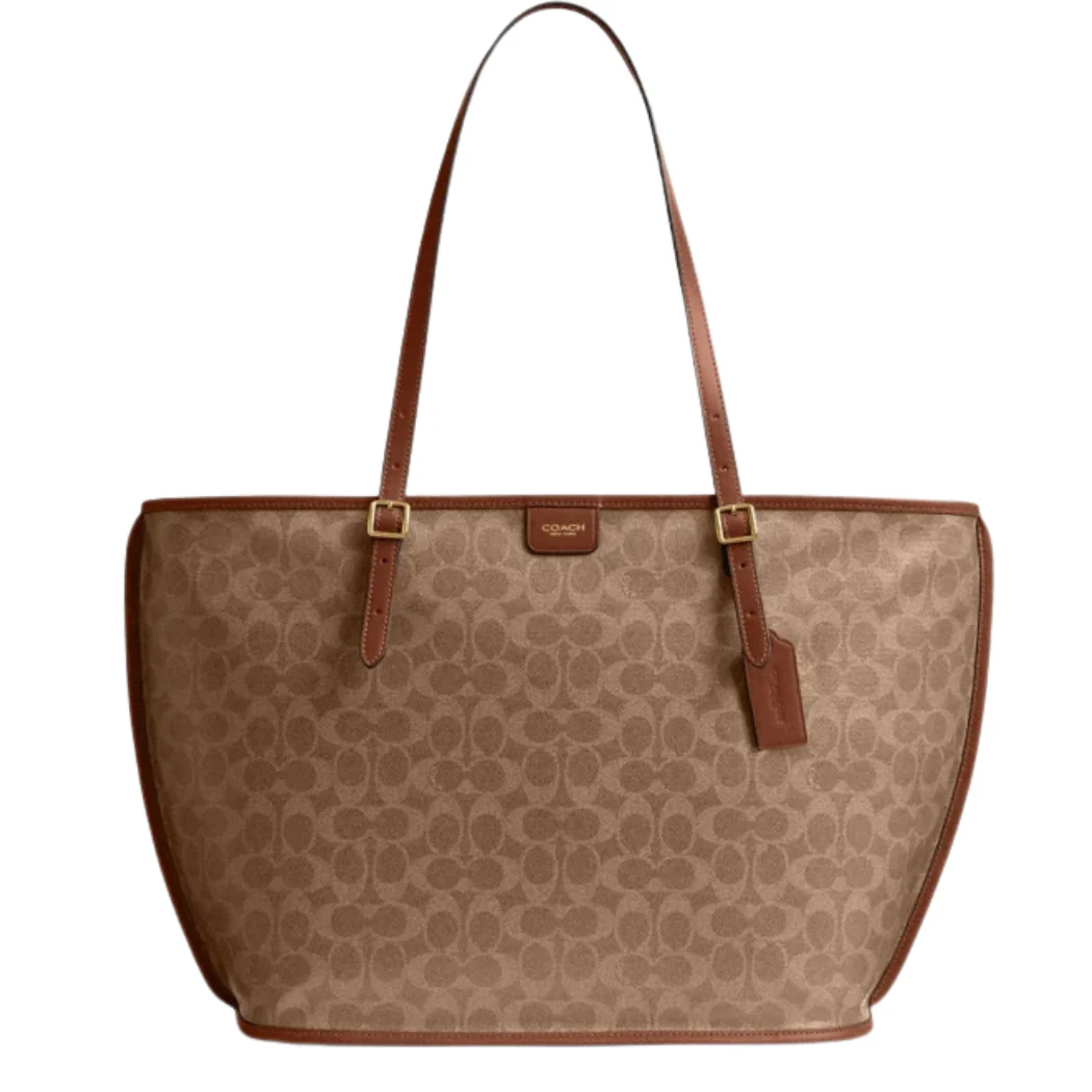 Coach Taxi Tote Light Brown Signature Canvas - CCC40
