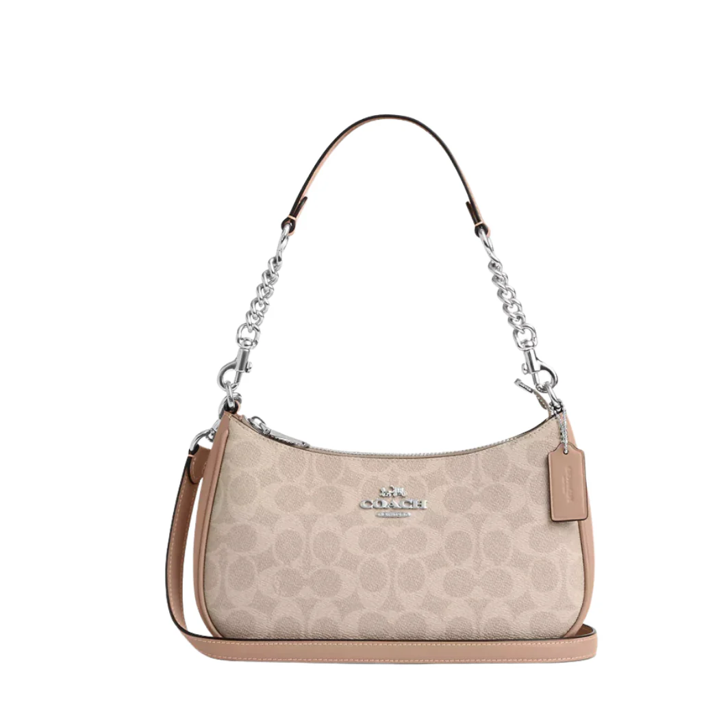 Coach Teri Mini Crossbody Light/Brown Signature Canvas & Leather Trim - CW323